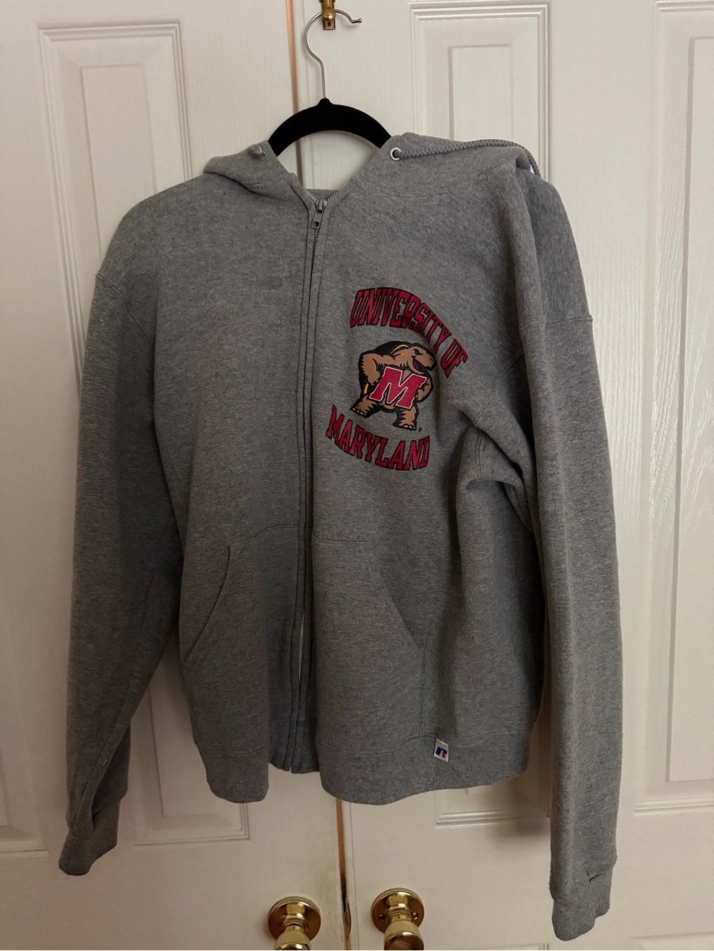 University of Maryland Gray Zip-Up Hoodie Jacket with Front Pockets.